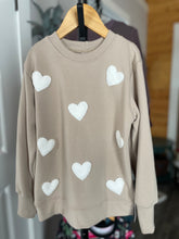 Load image into Gallery viewer, 5T Classic Crewneck  - Fawn + White Sherpa Hearts