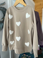 Load image into Gallery viewer, 5T Classic Crewneck  - Fawn + White Sherpa Hearts