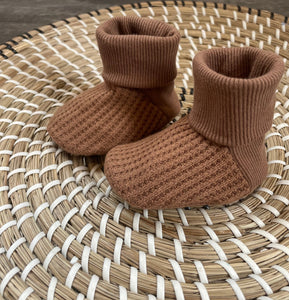 Baby Booties- Mocha Waffle