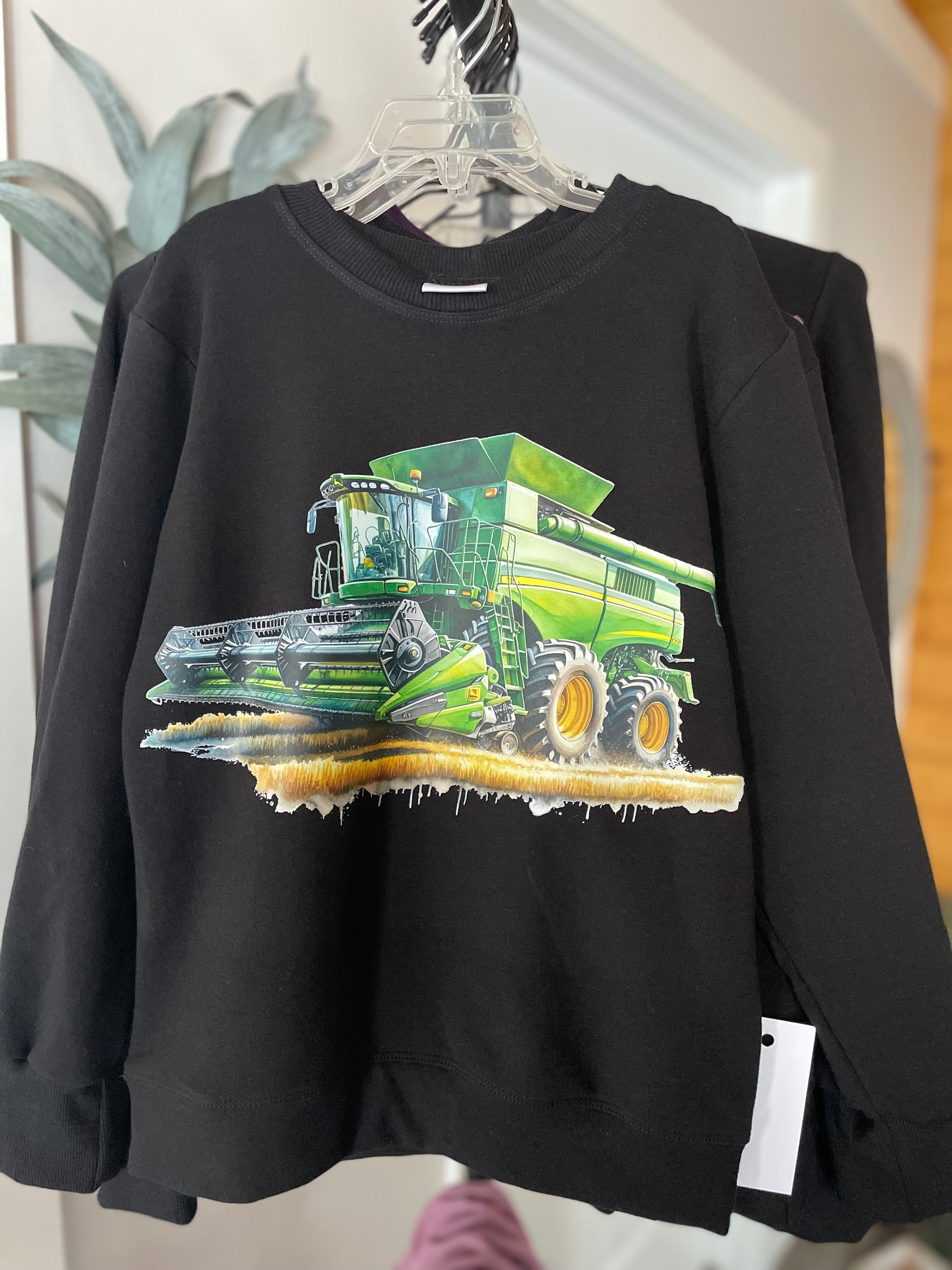 7/8 Youth Classic Crewneck  - Black - (Green Combine)