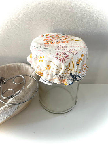 XS Bowl Cover - Fits all mason jars - cream floral (instock)