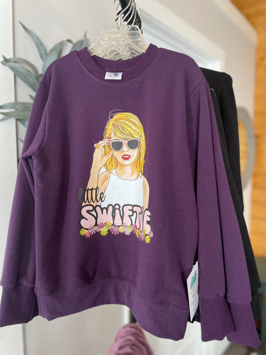 6/7 Youth Classic Crewneck  - Plum- Swiftie (pink bubble)