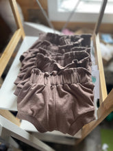 Load image into Gallery viewer, Paperbag Waist Shorties - Heathered Chocolate