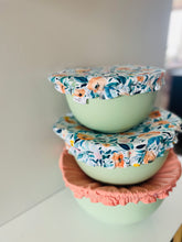 Load image into Gallery viewer, Bowl Covers-  Floral + Coral      (set of 3) Medium, Large and XL