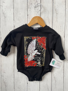 0-6m Slouchy Sweater Romper - Black Bamboo Fleece - Fleet wood mac