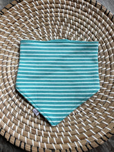 Load image into Gallery viewer, Bandana Bib - Bali hai Blue stripes 0-12m