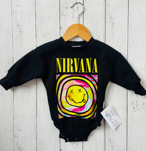 6-12m Slouchy Sweater Romper - Black - Nirvana