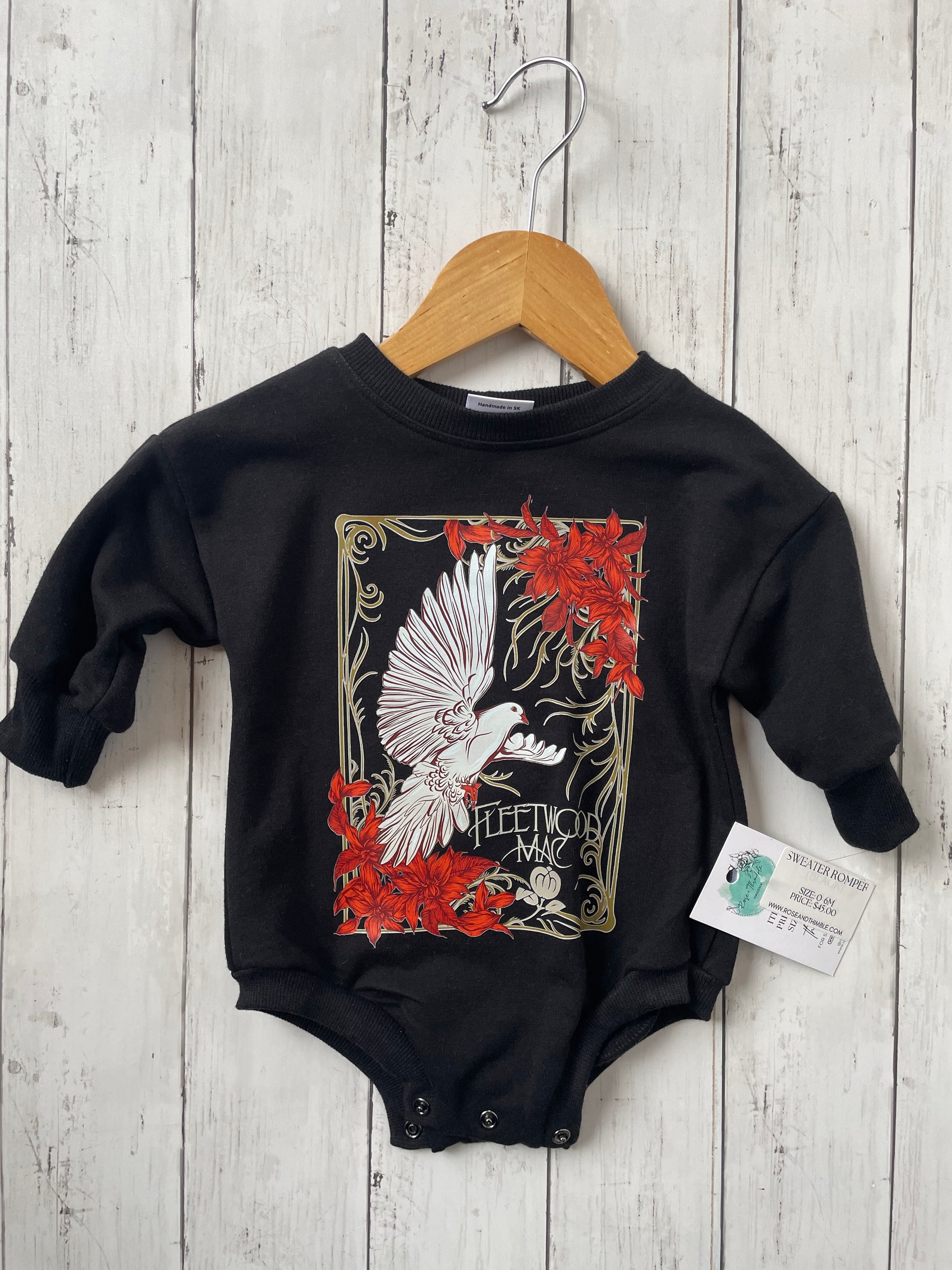 0-6m Slouchy Sweater Romper - Black - Fleetwood Mac