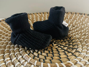 Baby Booties- Black Waffle