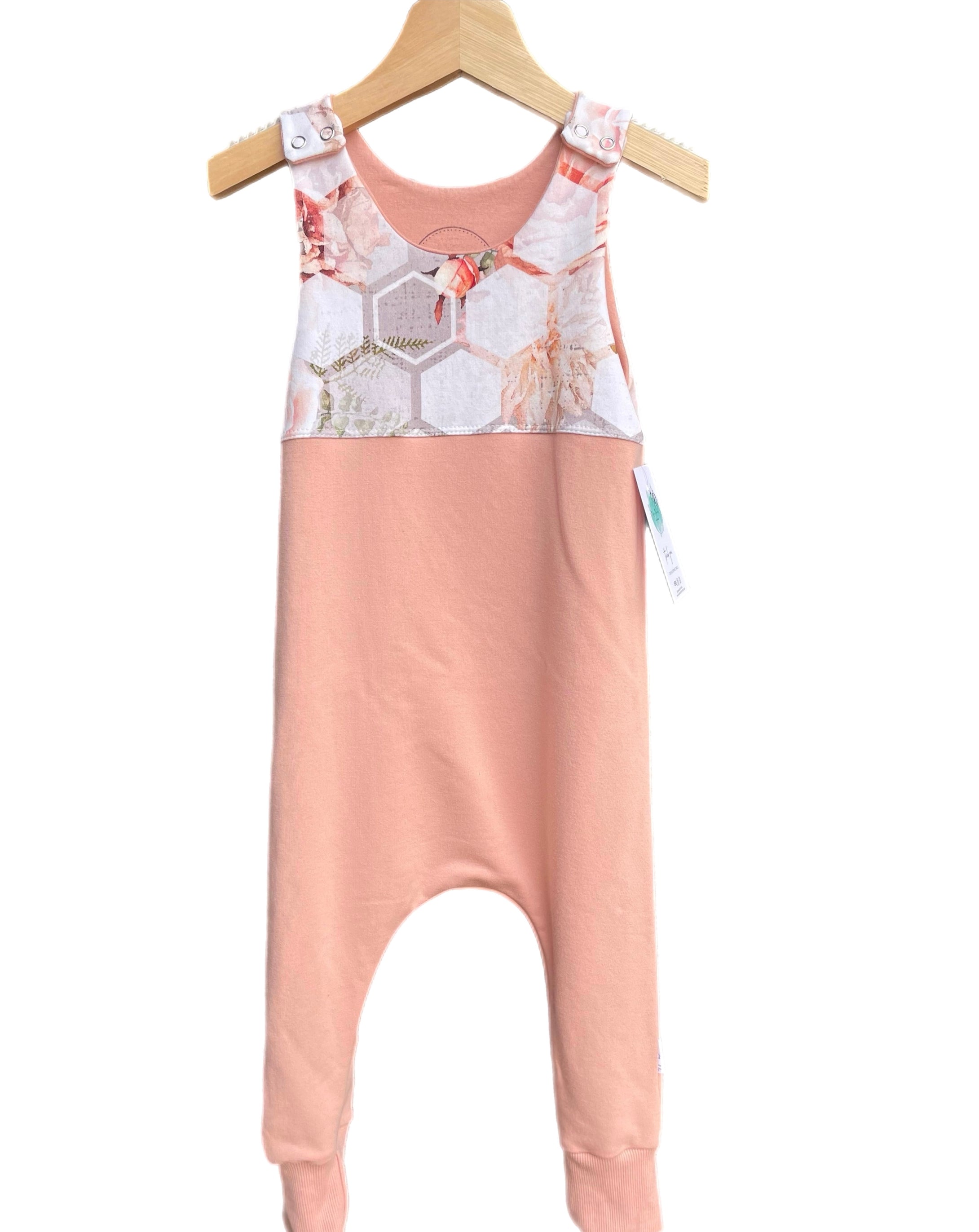 Harem Snap Romper  -Geo Floral/Mellow Rose