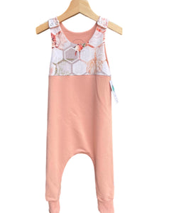 Harem Snap Romper  -Geo Floral/Mellow Rose