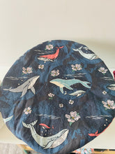 Load image into Gallery viewer, Bowl Covers- Fushia + Whales-  (set of 3) Medium, Large and XL