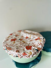 Load image into Gallery viewer, Bowl Covers-  Rust Floral + Sea Blue      (set of 3) Medium, Large and XL