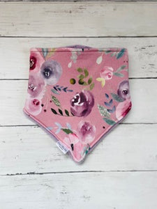 Bandana Bib -Pink Blooms 0-12m