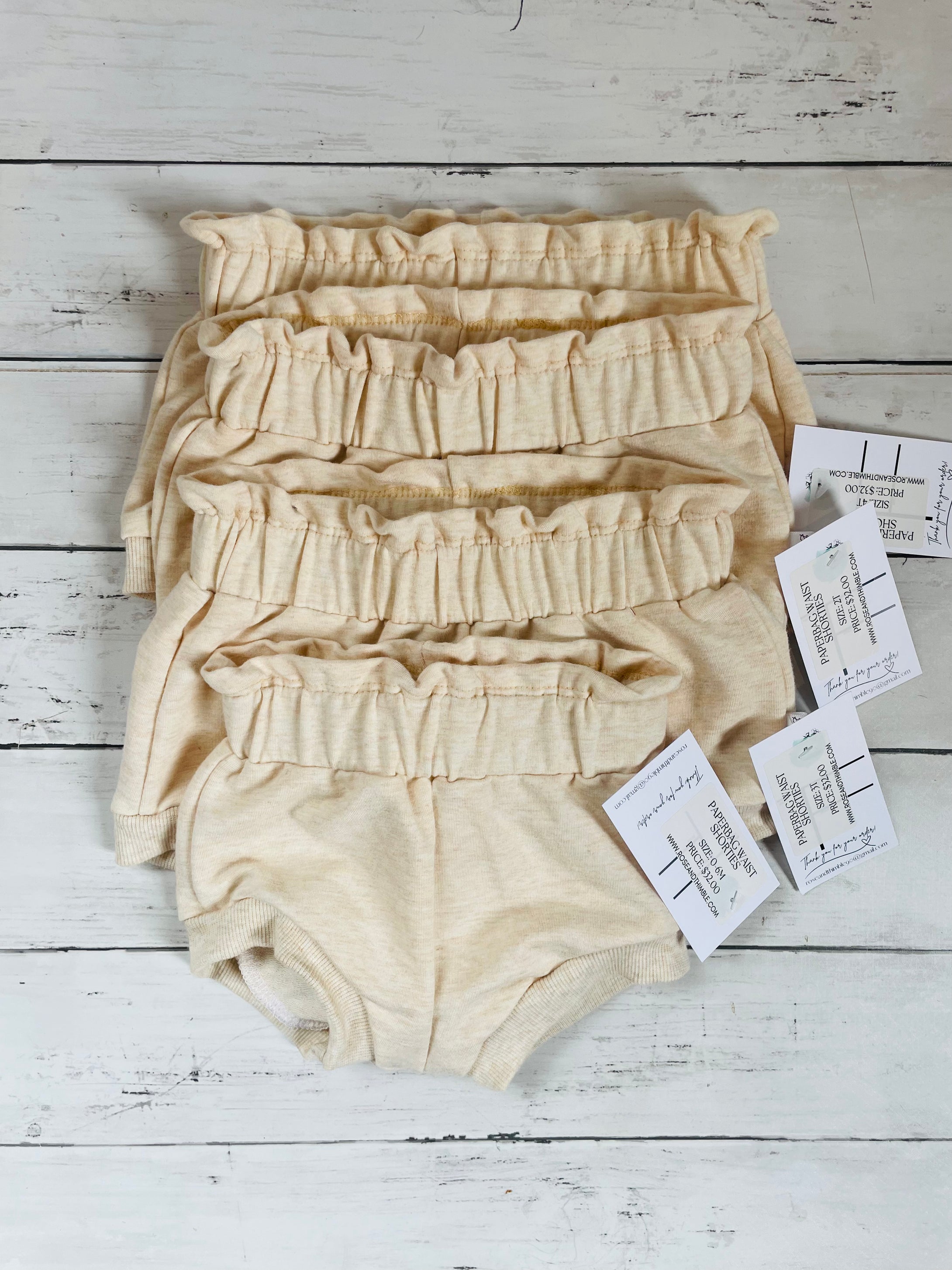 Paperbag Waist Shorties - Heathered Almond